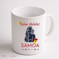 Samoan Teine Aulelei Red Blue Island Floral Pride Coffee Mug thumb 1