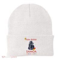 Samoan Teine Aulelei Red Blue Island Floral Pride Beanie thumb 0