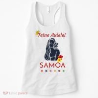 Samoan Teine Aulelei Red Blue Island Floral Pride Women's Tank Top thumb 0
