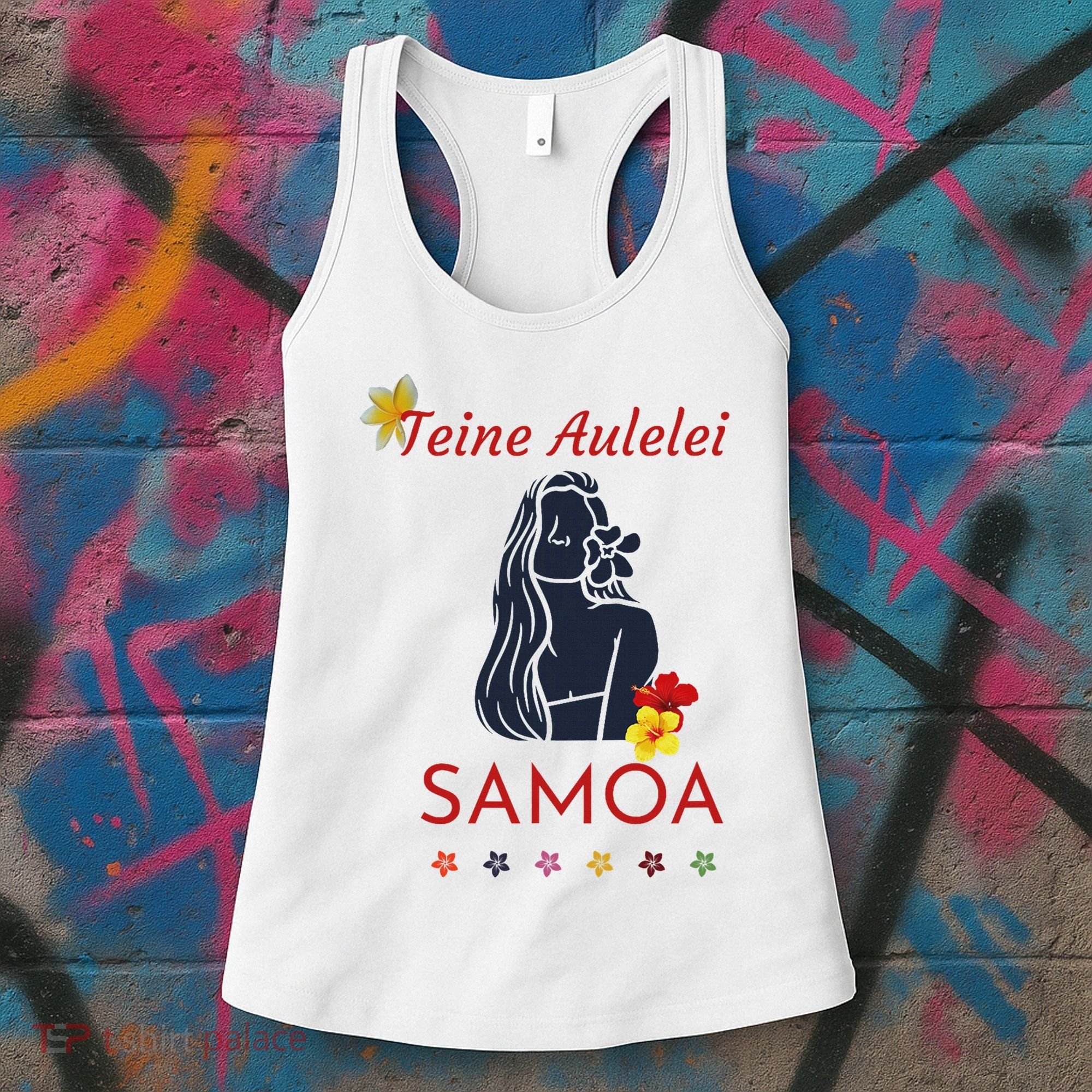 Samoan Teine Aulelei Red Blue Island Floral Pride Women's Tank Top