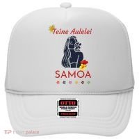 Samoan Teine Aulelei Red Blue Island Floral Pride Hat thumb 0