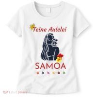 Samoan Teine Aulelei Red Blue Island Floral Pride Women's T-Shirt thumb 0