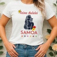 Samoan Teine Aulelei Red Blue Island Floral Pride Women's T-Shirt thumb 2