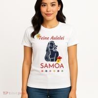 Samoan Teine Aulelei Red Blue Island Floral Pride Women's T-Shirt thumb 4