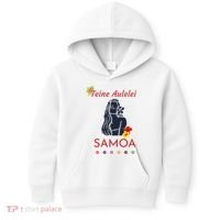 Samoan Teine Aulelei Red Blue Island Floral Pride Kids Hoodie thumb 0