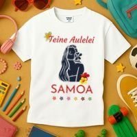 Samoan Teine Aulelei Red Blue Island Floral Pride Kids T-Shirt thumb 3