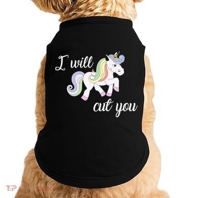Stabby Unicorn I Will Cute You Doggie Tank