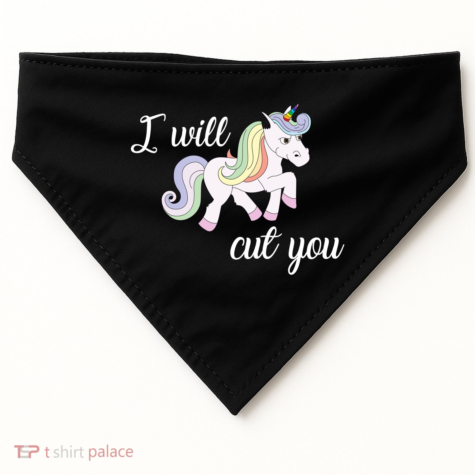 Stabby Unicorn I Will Cute You USA-Made Doggie Bandana