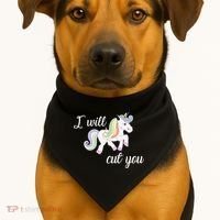 Stabby Unicorn I Will Cute You USA-Made Doggie Bandana thumb 1