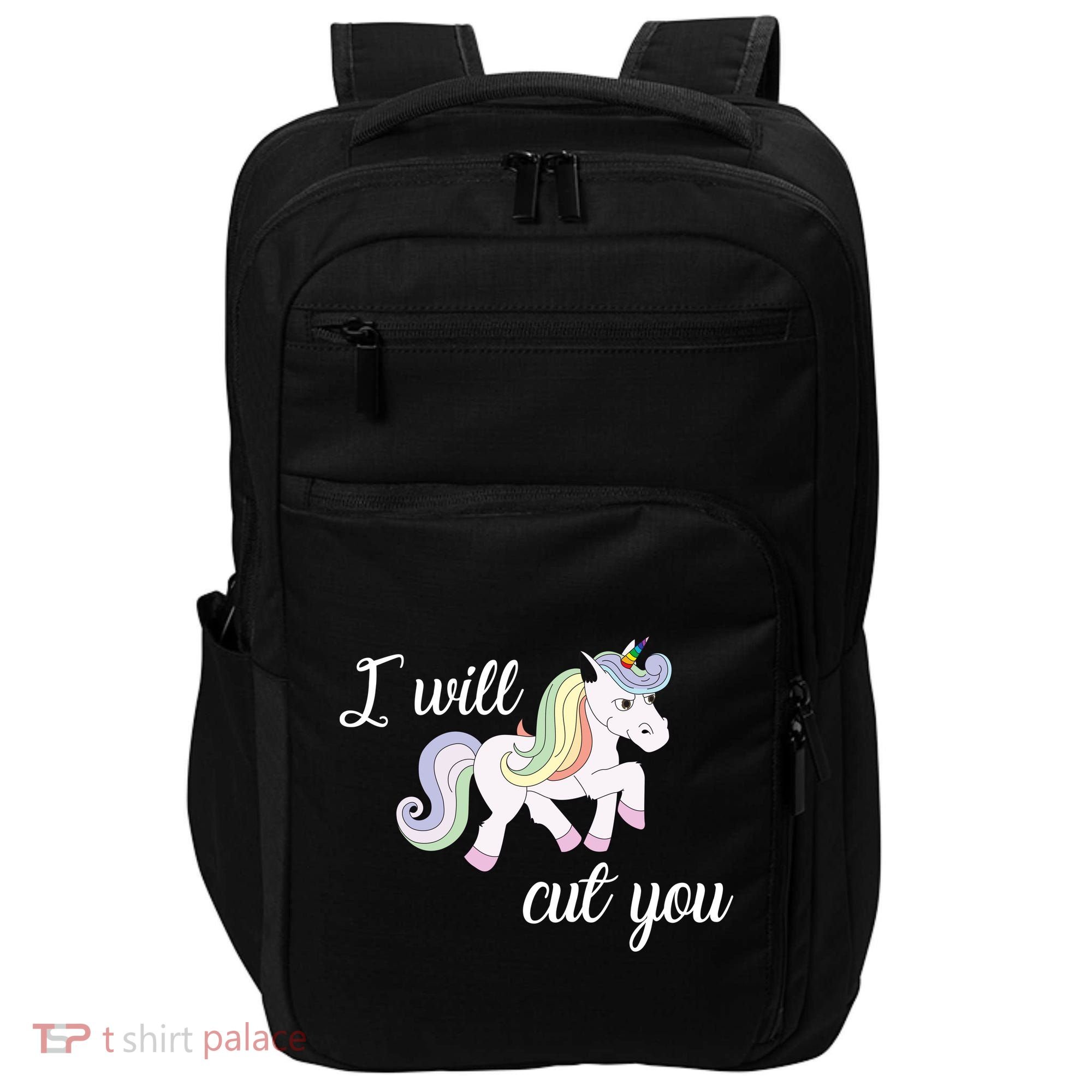 Stabby Unicorn I Will Cute You Impact Tech Backpack