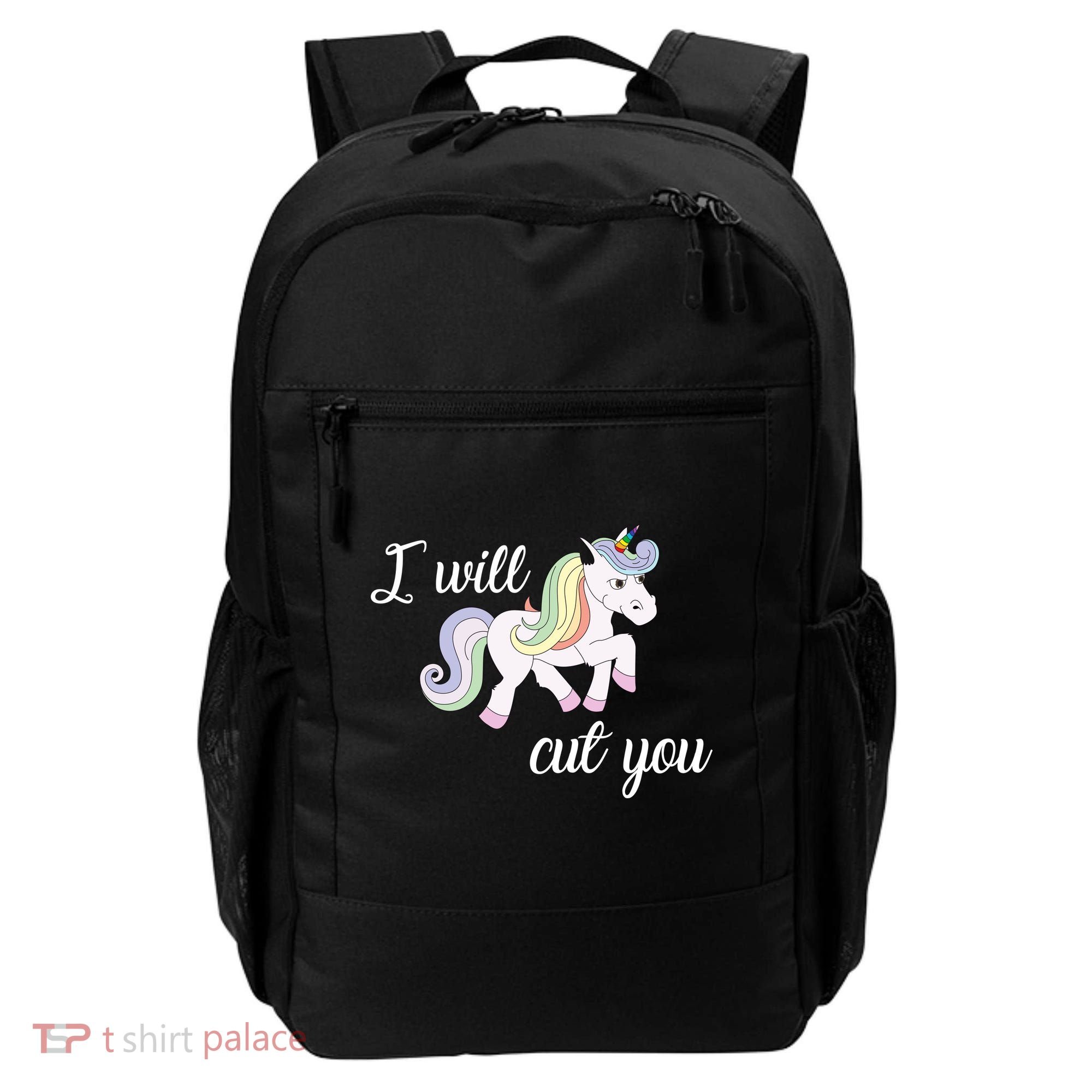 Stabby Unicorn I Will Cute You Backpack