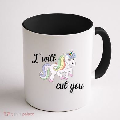 Stabby Unicorn I Will Cute You Coffee Mug back