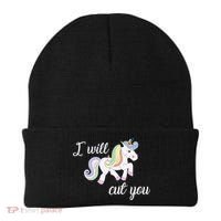 Stabby Unicorn I Will Cute You Beanie thumb 0