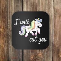 Stabby Unicorn I Will Cute You Coaster thumb 0