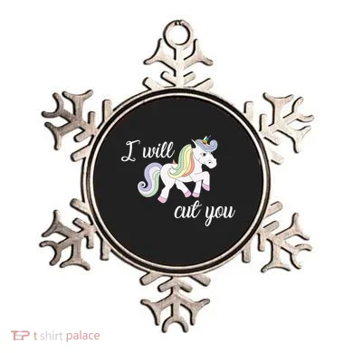 Stabby Unicorn I Will Cute You Ornament