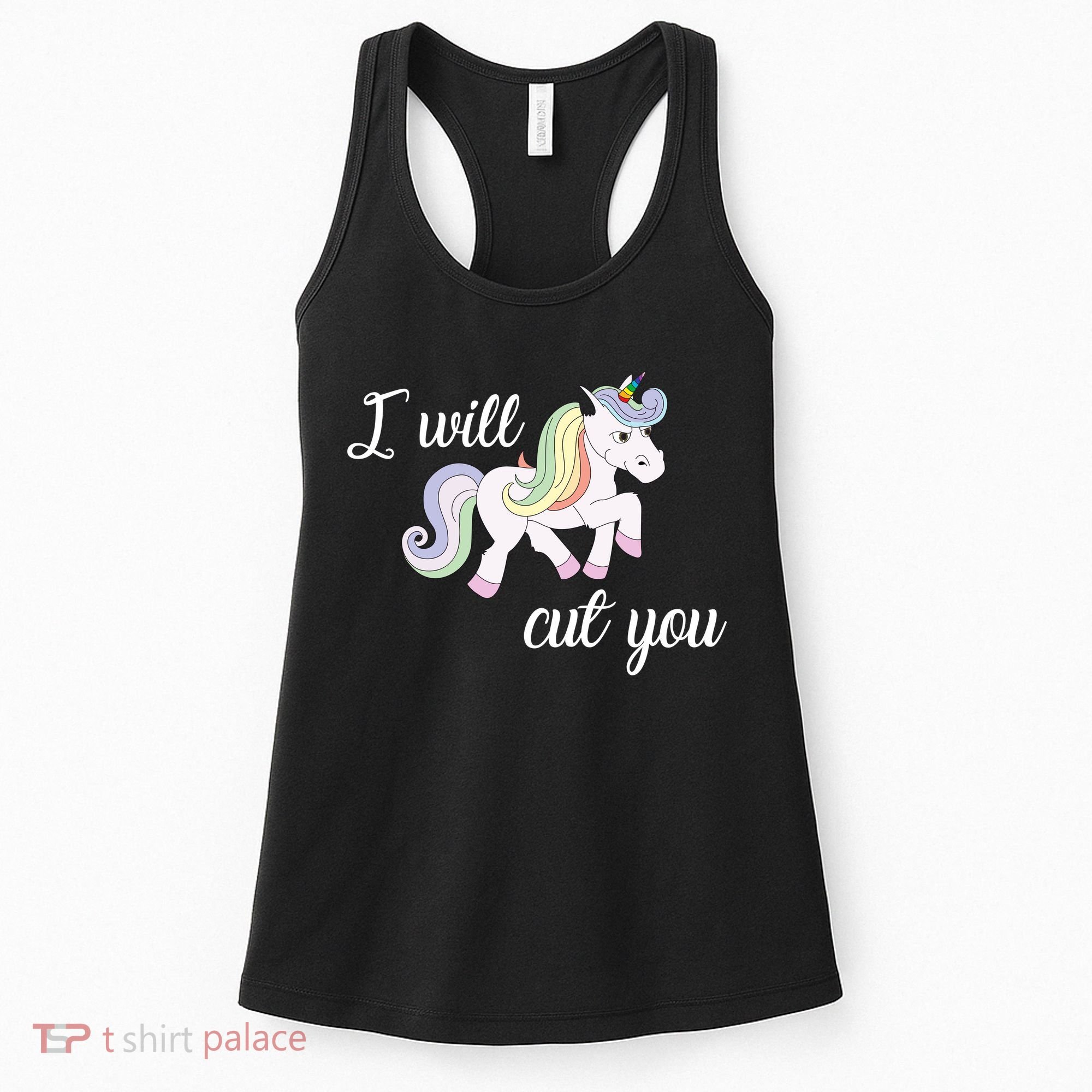 Stabby Unicorn I Will Cute You Women's Tank Top