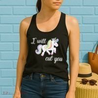 Stabby Unicorn I Will Cute You Women's Tank Top thumb 2