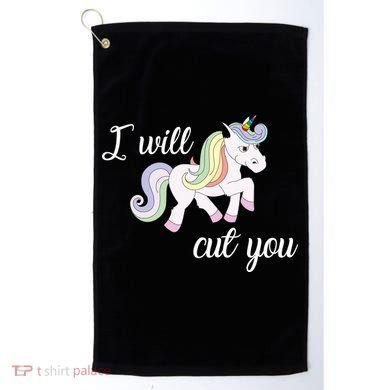 Stabby Unicorn I Will Cute You Golf Towel