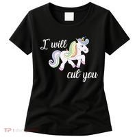 Stabby Unicorn I Will Cute You Women's T-Shirt thumb 0