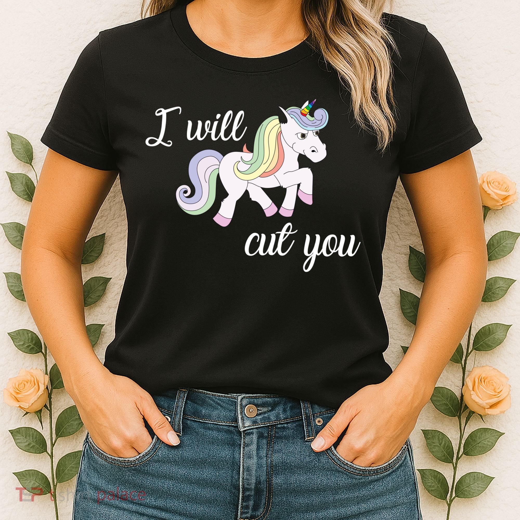 Stabby Unicorn I Will Cute You Women's T-Shirt