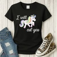 Stabby Unicorn I Will Cute You Women's T-Shirt thumb 3