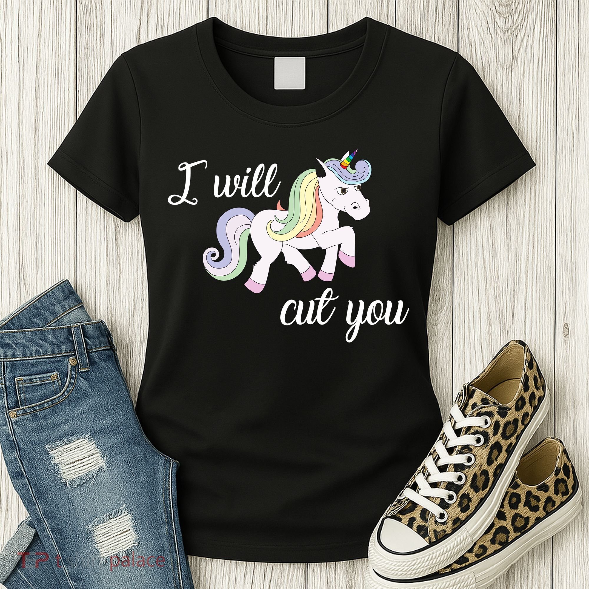 Stabby Unicorn I Will Cute You Women's T-Shirt