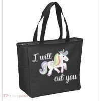 Stabby Unicorn I Will Cute You Tote Bag thumb 2