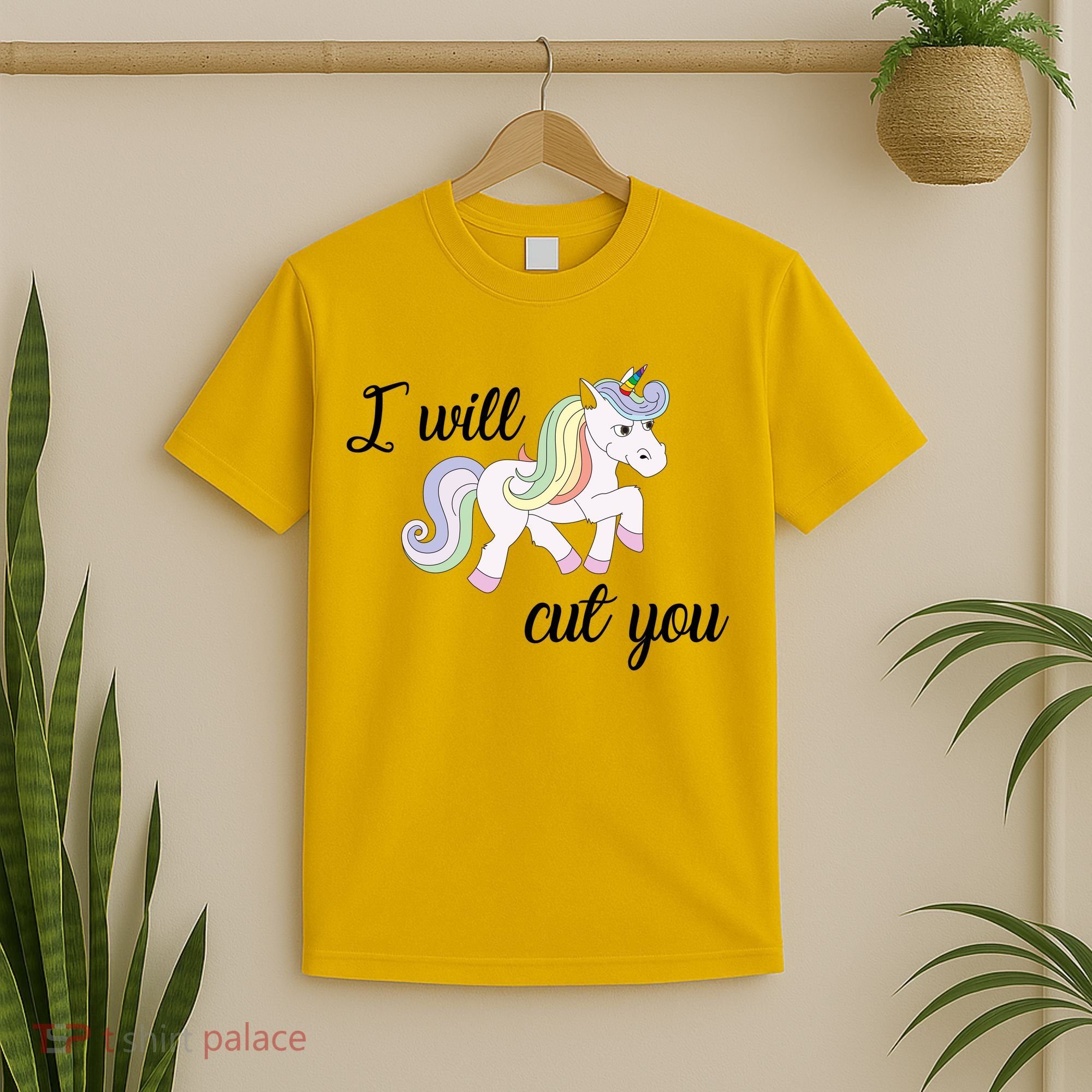 Stabby Unicorn I Will Cute You T-Shirt