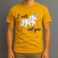 Stabby Unicorn I Will Cute You T-Shirt thumb 3