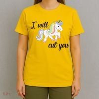 Stabby Unicorn I Will Cute You T-Shirt thumb 4