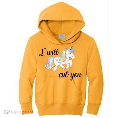 Stabby Unicorn I Will Cute You Kids Hoodie