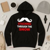 Staching Through The Snow Moustache Funny Christmas Hoodie thumb 3