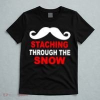 Staching Through The Snow Moustache Funny Christmas T-Shirt thumb 5