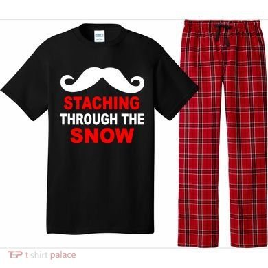 Staching Through The Snow Moustache Funny Christmas Pajama Set