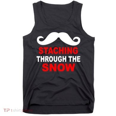 Staching Through The Snow Moustache Funny Christmas Tank Top