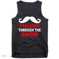Staching Through The Snow Moustache Funny Christmas Tank Top thumb 0