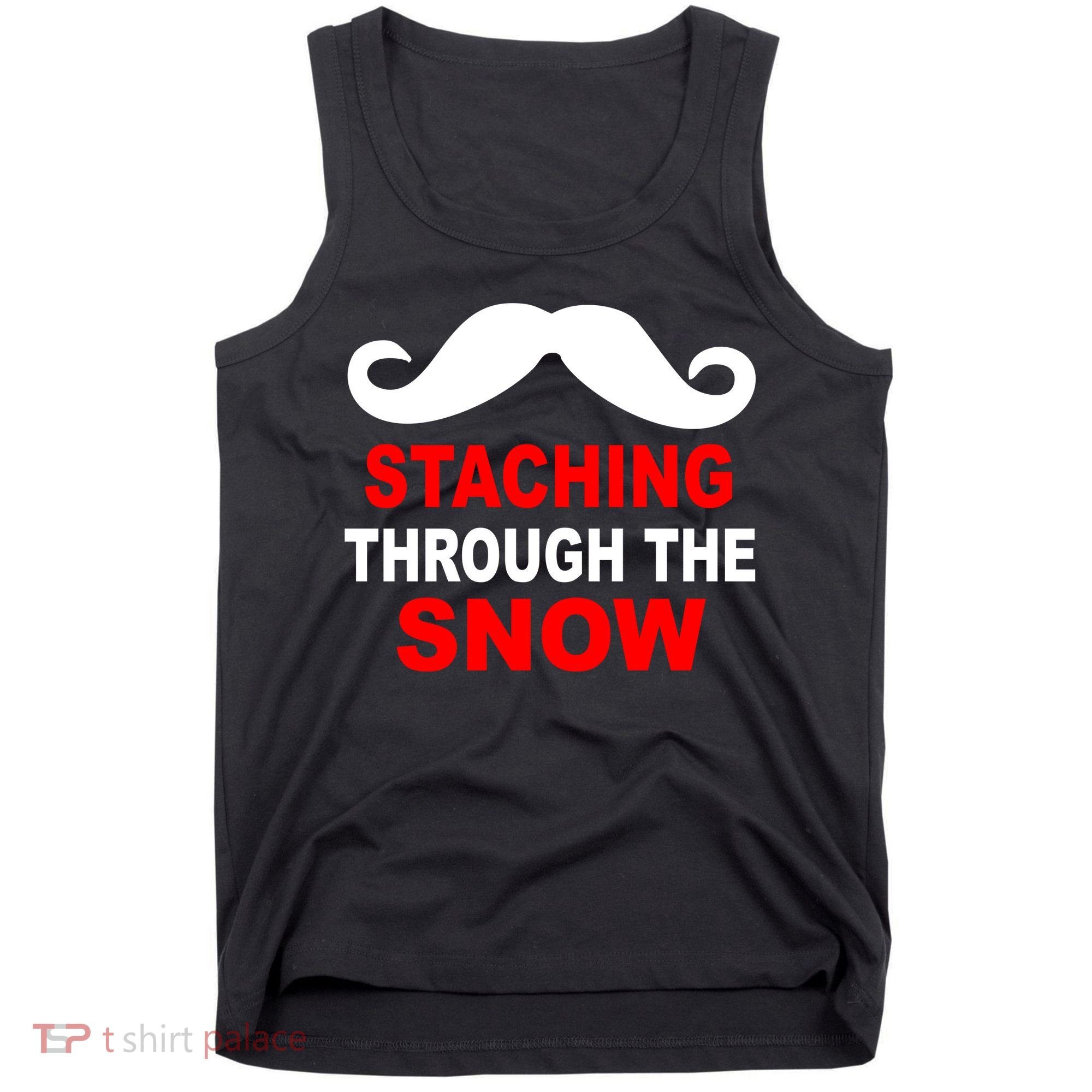 Staching Through The Snow Moustache Funny Christmas Tank Top