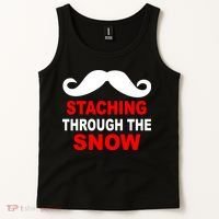 Staching Through The Snow Moustache Funny Christmas Tank Top thumb 2