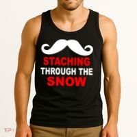 Staching Through The Snow Moustache Funny Christmas Tank Top thumb 3