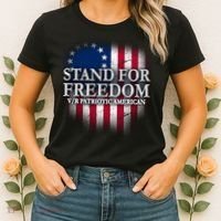 Stand For Freedom V/R Patriotic American Women's T-Shirt thumb 2