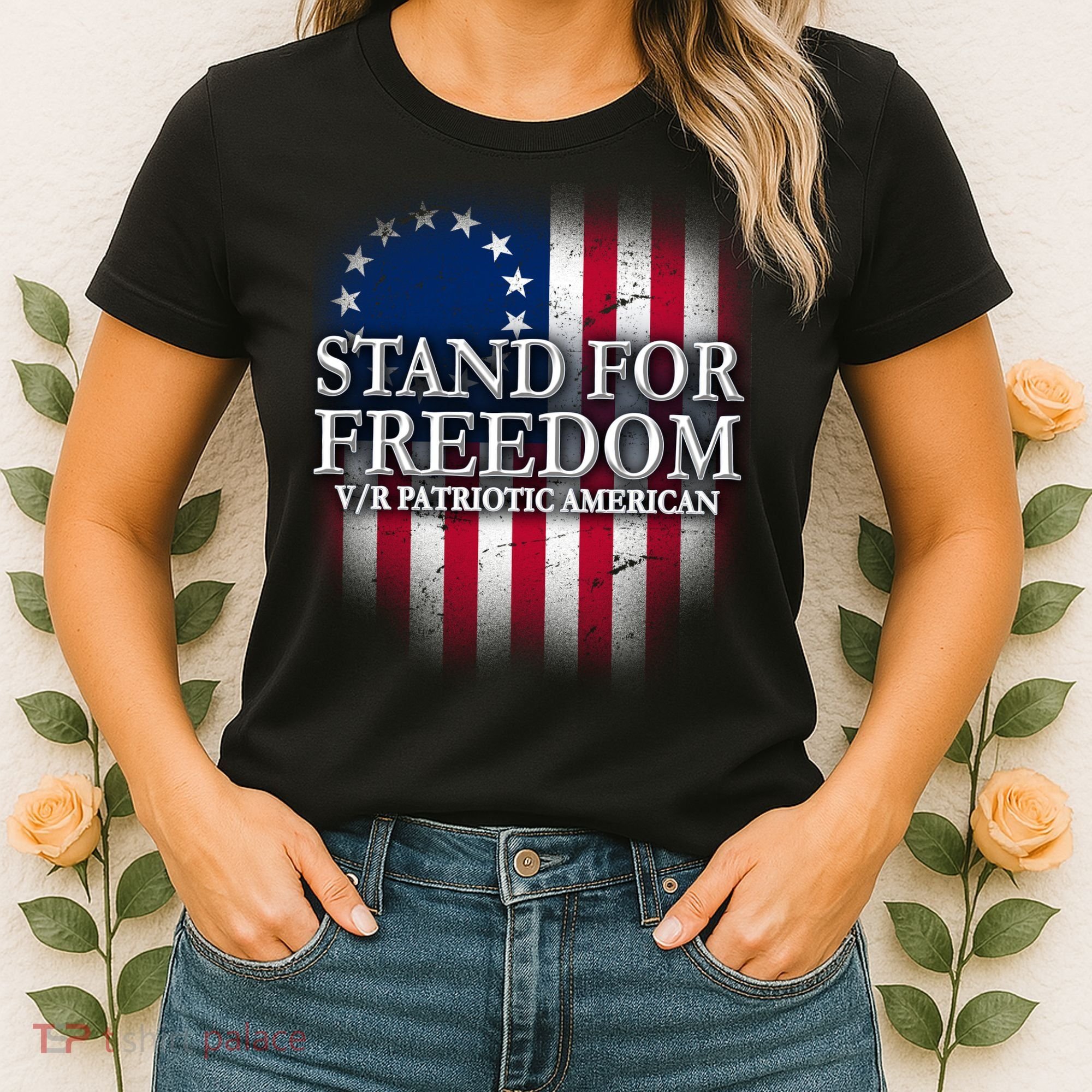 Stand For Freedom V/R Patriotic American Women's T-Shirt