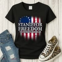 Stand For Freedom V/R Patriotic American Women's T-Shirt thumb 3