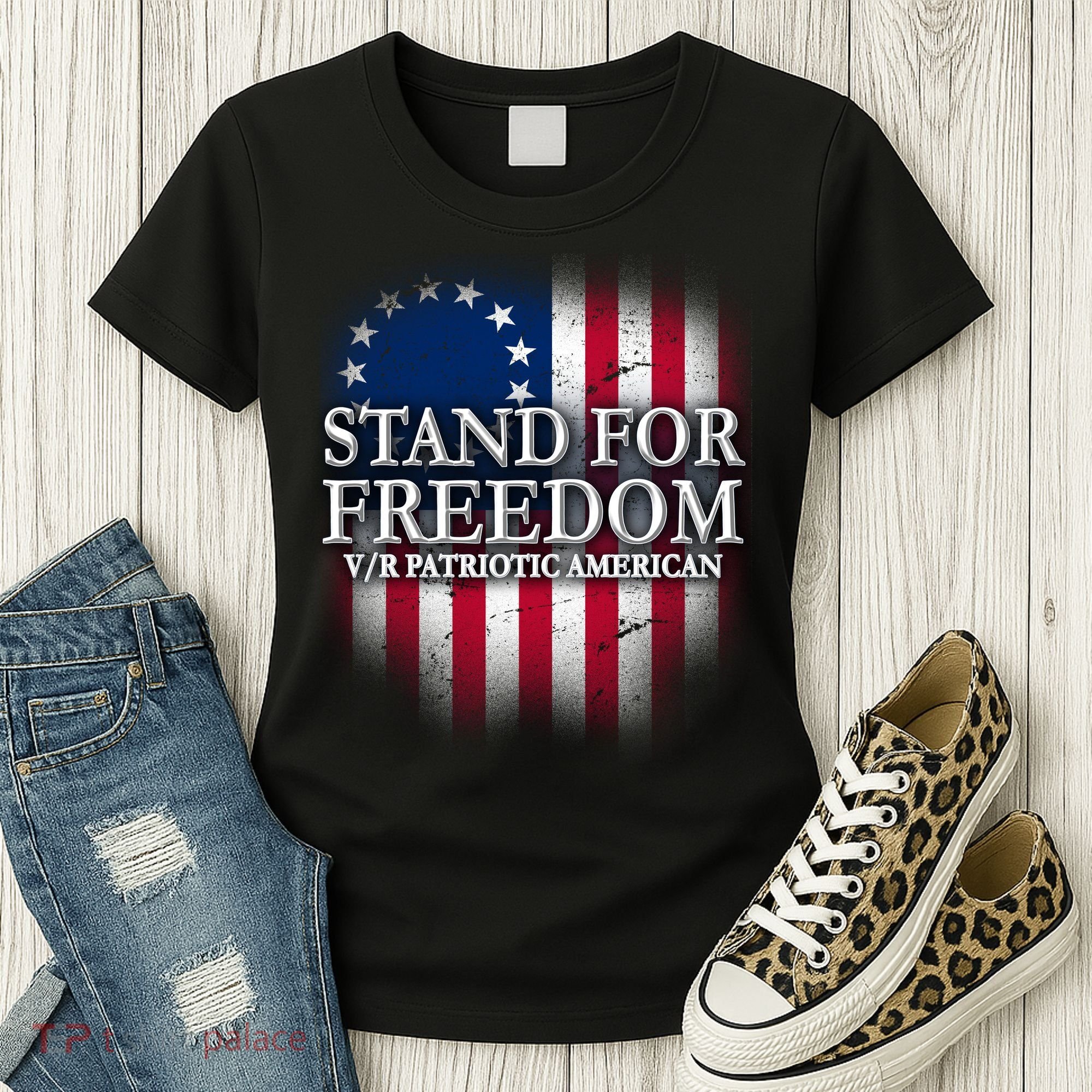 Stand For Freedom V/R Patriotic American Women's T-Shirt