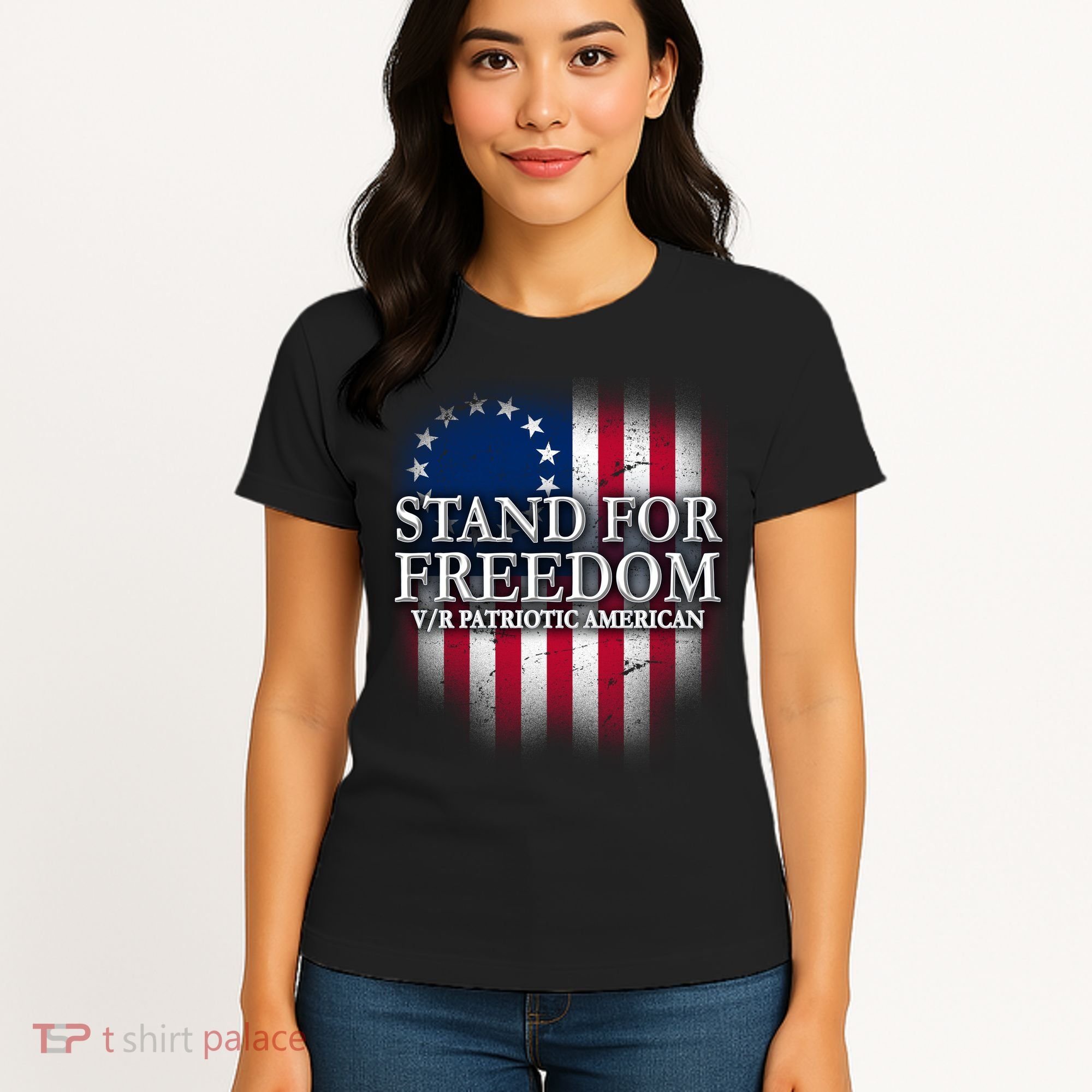 Stand For Freedom V/R Patriotic American Women's T-Shirt