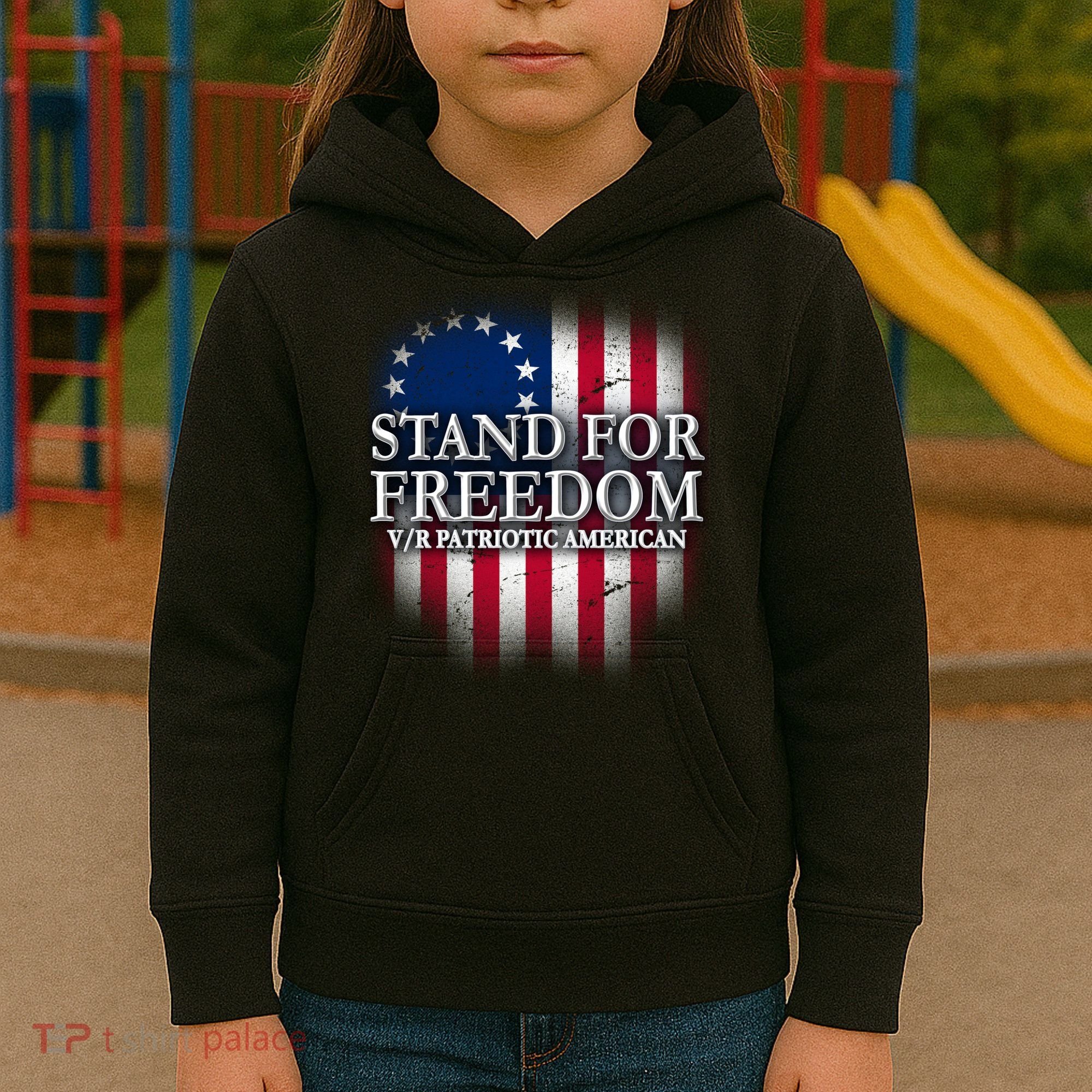 Stand For Freedom V/R Patriotic American Kids Hoodie