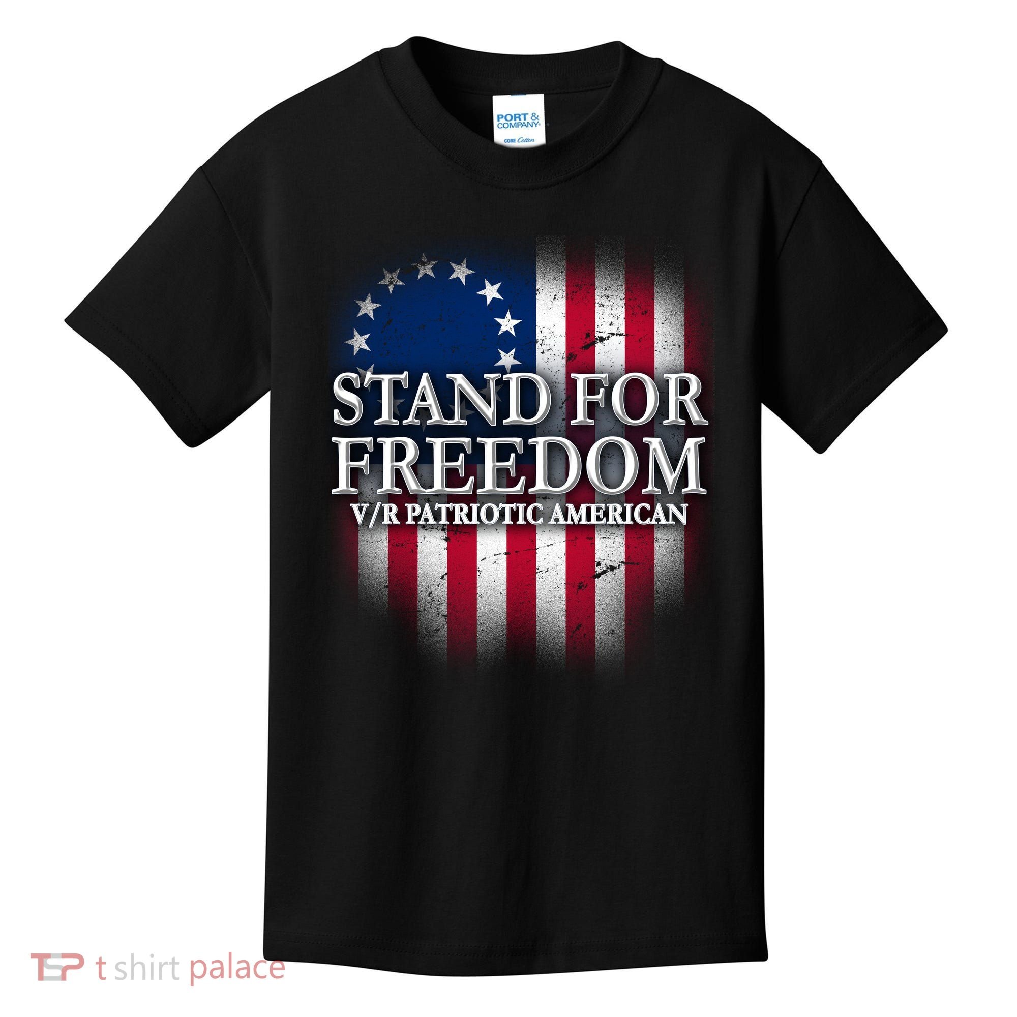 Stand For Freedom V/R Patriotic American Kids T-Shirt