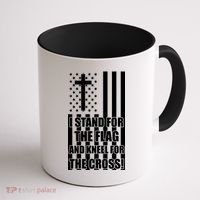 Stand For the Flag and Kneel for the Cross USA Flag Coffee Mug thumb 1
