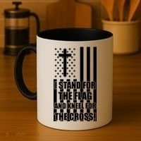 Stand For the Flag and Kneel for the Cross USA Flag Coffee Mug thumb 4