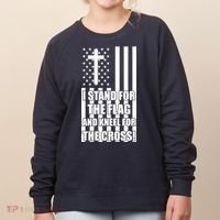 Stand For the Flag and Kneel for the Cross USA Flag Women's Sweatshirt thumb 0