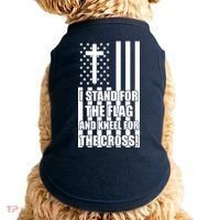 Stand For the Flag and Kneel for the Cross USA Flag Doggie Tank thumb 0